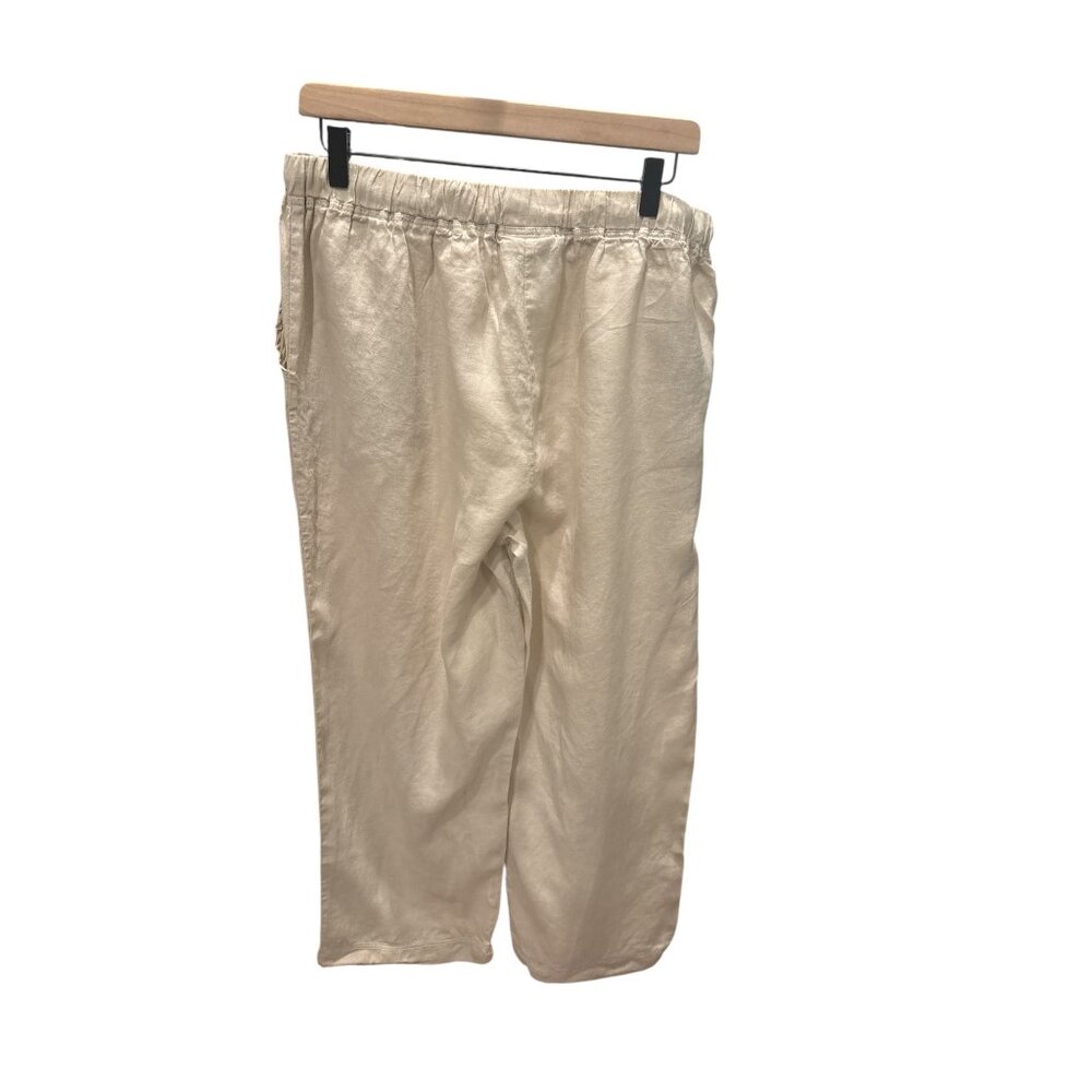 Parachute 100% Linen Pants XL Beige Wide Leg Elastic Waist Portugal - Picture 3 of 9